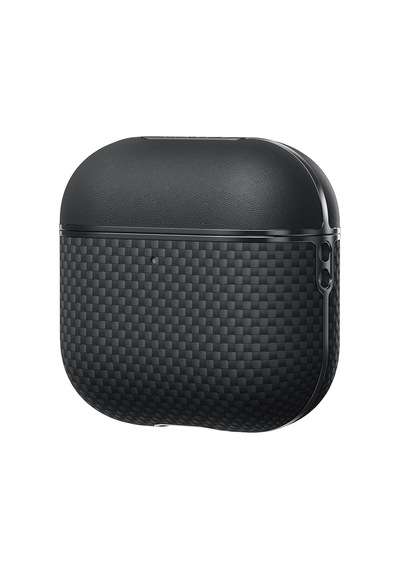 Apple Uyumlu AirPods 4 Kılıf 1500d Aramid Fiber Pitaka Ultra-slim Classic Serisi Black-grey Twill Kapak Siyah-gri