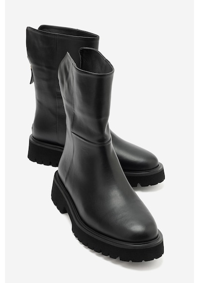 Luvi Shoes Alden Siyah Hakiki Deri Arkadan Fermuarlı Kadın Bot