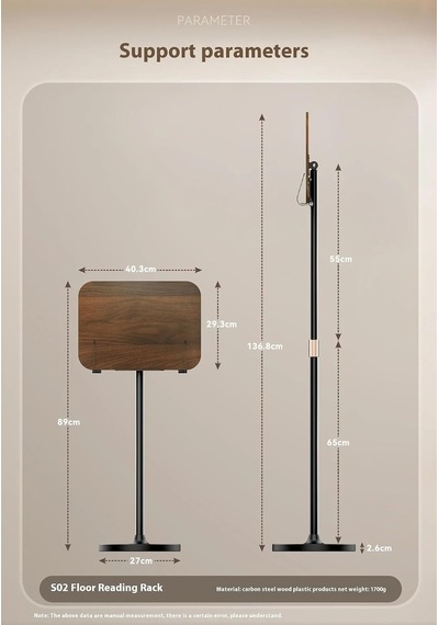 Çok Amaçlı Kitap Okuma Standı 55cm Yükseklik Laptop Tutucu, Nota Sehpası, Projeksiyon Ve Sunum Standı, Katlanabilir Dayanıklı Metal & Ahşap Tasarım - S02