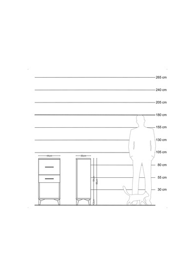 Arges Komodin 2 Çekmeceli 44x30x96 Çam-çam Çam
