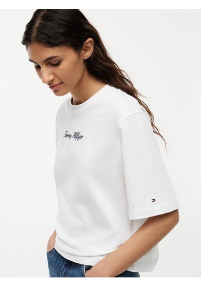 Tommy Hilfiger Classıc Scrıpt Trapeze Tee Kadın Beyaz T-shirt - Ww0ww50948