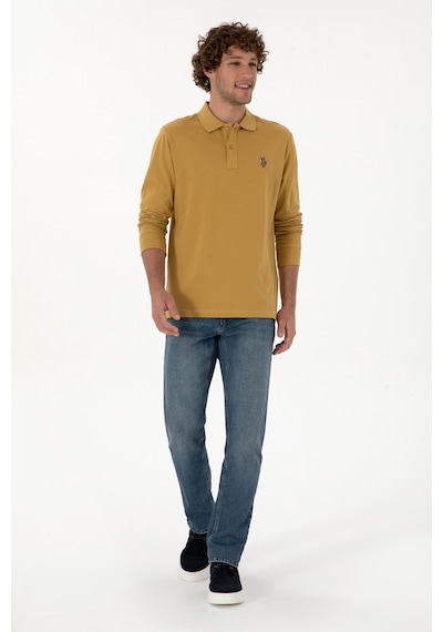 U.S. Polo Assn. Erkek Regular Fit Polo Yaka Hardal Basic Sweatshirt 50313772-VR151