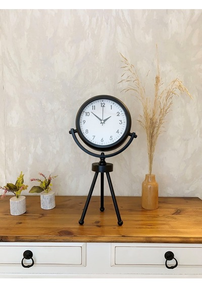 Siyah Metal Mini Tripod Dekoratif Masa Saati 45 26 Cm Renkli