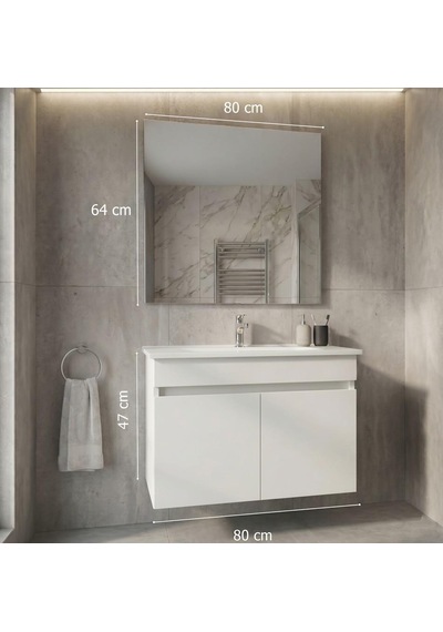 Creavit Flexio 80 Cm Katlanabilir Banyo Dolabı Beyaz Set