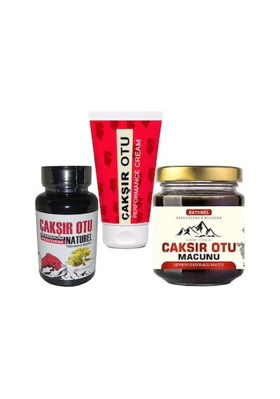 Natural Çakşır Otu Sertleşmeye Gecikmeye Büyütmeye Özel 3 Adet Set Çakşır Kremi + Çakşır Macunu + 60lı Çakşır Kapsülleri