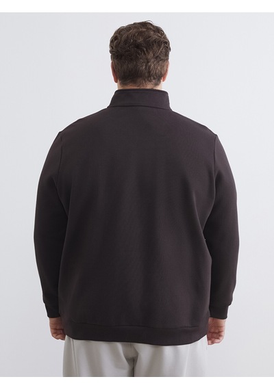 Lcwaıkıkı Classic Kahverengi Büyük Beden Dik Yaka Erkek Sweatshirt