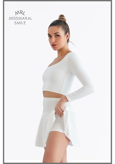 Missmaral Beyaz Yüksek Bel Volanlı Şortlu Spor Etek Deniz Şortu Skirt With Shorts Beyaz Missmaral Beyaz Yüksek Bel Volanlı Şortlu Spor Etek Deniz Şortu Skirt With Shorts Beyaz