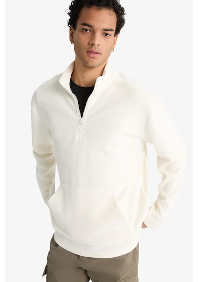 Defacto Yumuşak Tuşe Kadife Sweatshirt F2352AX25WN Ekru