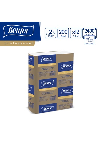Konfor Profesyonel Z Katlama Havlu Dispenser Peçete 200 Yaprak X 12 Adet