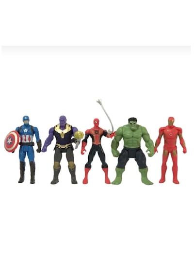 Avengers Yenilmezler 5'li Hulk - Spiderman - Captain Amerika - Iron Man - Thanos Figürlü 15 Cm Işıklı Oyun Seti