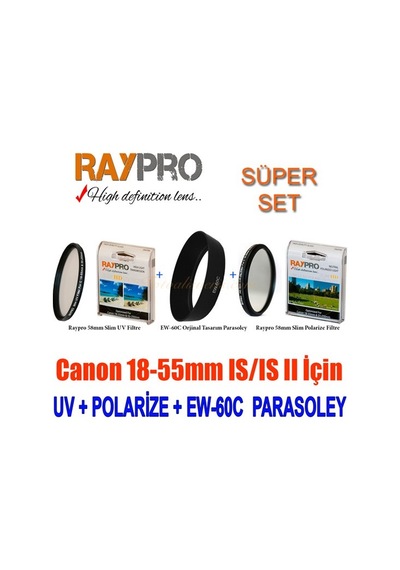 Raypro 58Mm Hd Slim Uv + Polarize Filtre + Ew-60C Parasoley Seti Raypro 58Mm Hd Slim Uv + Polarize Filtre + Ew-60C Parasoley Seti