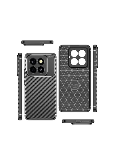 Apsuwa Xiaomi Mi 14 Pro Kılıf Negro Karbon Fiber Desen Silikon + Ekran Koruyucu Nano