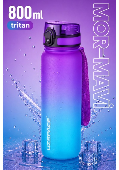 800 Ml Çift Renk Softtouch Tritan Su Matarası Mor - Mavi