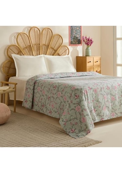 Karaca Home Nymira%100 Pamuk Çift Kişilik Tek Pike Mint Açık Indigo