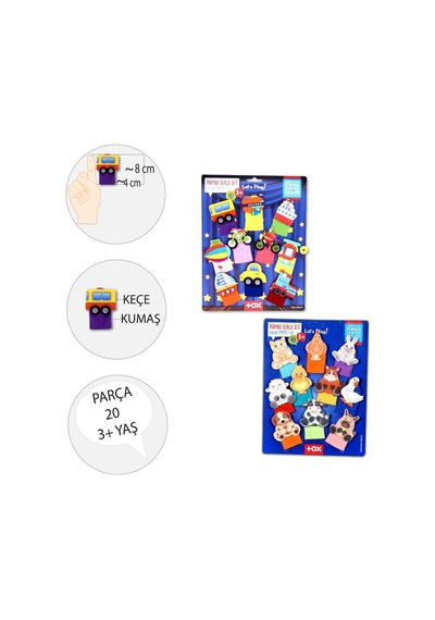 2 Set - 20 Parça Tox Taşıtlar ve Evcil Hayvanlar Parmak Kukla T77