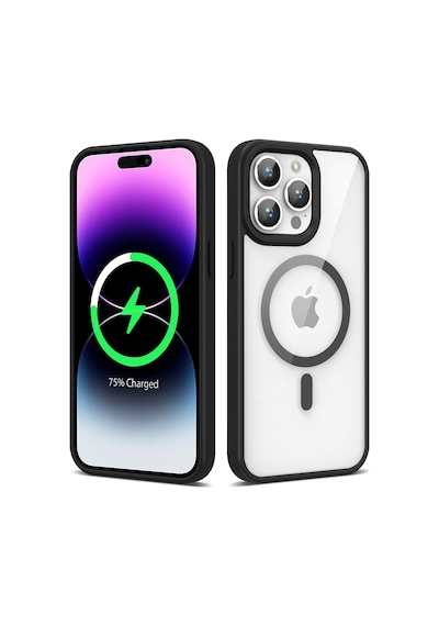 Zore Apple iPhone 14 Pro Max Uyumlu Magsafe Wireless Şarj Özellikli Silikon Omsy Ege Kılıf-siyah