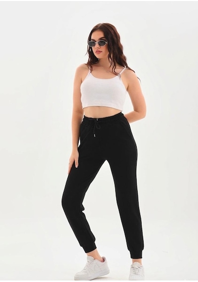 Vogsign 383 Unisex Modal Kumaş Lastikli Paça Cepli Eşofman Altı Siyah