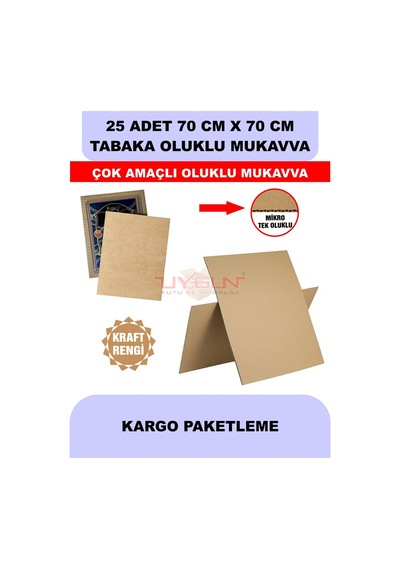 25 Adet 70cm X 70cm Baskısız Tabaka Oluklu Mukavva, Çocuk Etkinlik Kartonu, Maket Kartonu, Kargo Kartonu