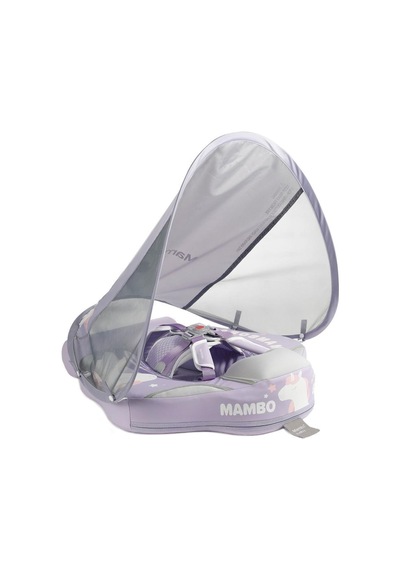 Mambobaby Yüzme Simidi - Purple Unicorn, Emniyetli, Gölgelikli Ve Ayak Destekli