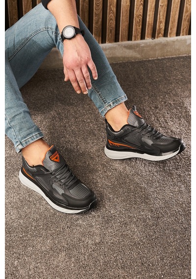 Günlük Erkek Sneaker Fileli Bağcıklı Kalın Tabanlı Rahat Spor Ayakkabı 4267 Füme- Orange- Siyah Günlük Erkek Sneaker Fileli Bağcıklı Kalın Tabanlı Rahat Spor Ayakkabı 4267 Füme- Orange- Siyah