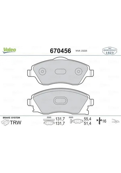 Opel Corsa C On Fren Balatasi 1.4 Twinport 2004-2006 Valeo 670456