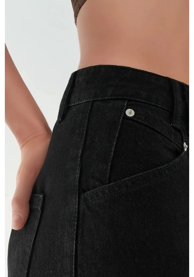 Hiccup Yüksek Bel Wide Leg Kot Pantolon Siyah