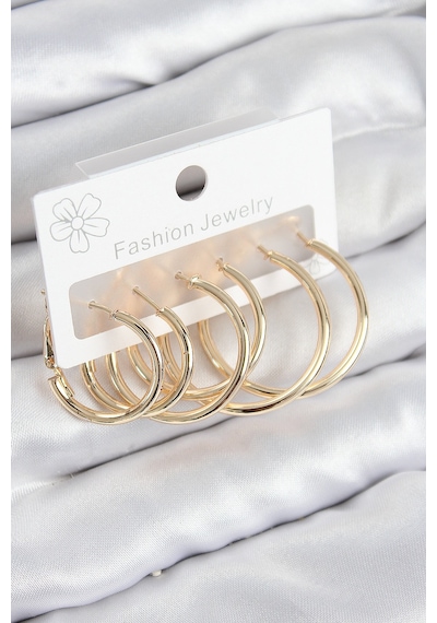 Pirinç Halka Model Gold Renk Kadın Set Küpe 6413405