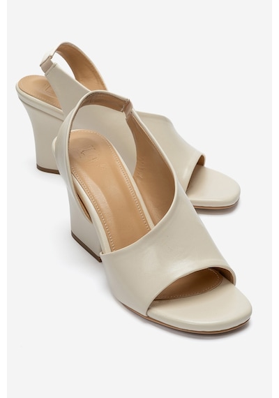 Luvishoes Zyra Ekru Cilt Kadın Dolgu Topuklu Ayakkabı