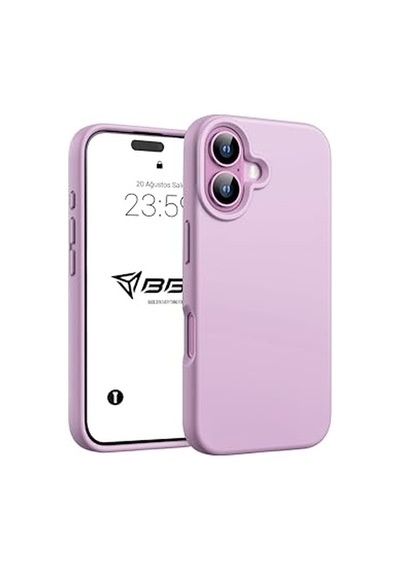 Apple iPhone Uyumlu Kılıf İnce Sıvı Silikon 3 Katmanlı Tam Kaplamalı Yumuşak Jel Kauçuk Kılıf Kapak, Mat Lila Apple iPhone Uyumlu 16 Diğer