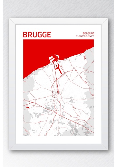 Brugge Belçika Belgium Haritası Çerçeveli Tablo Lüks Salon Ofis Duvar Dekorasyonu Hediyelik Tablo Beyaz Brugge Belçika Belgium Haritası Çerçeveli Tablo Lüks Salon Ofis Duvar Dekorasyonu Hediyelik Tablo Beyaz