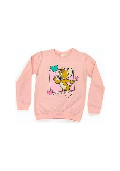 Kız Çoçuk Pamuklu Sweatshirt-15212 Pembe