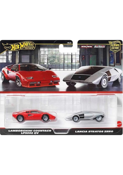 1:64 Hot Wheels Premium Car Culture 2'li Paket Lamborghini Countach Lp5000 Qv Ve Lancia Stratos Zero