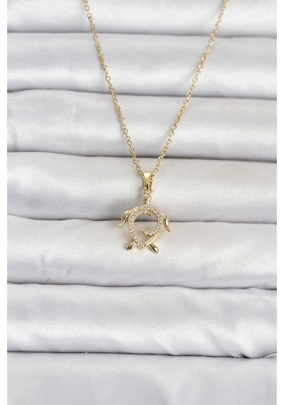 316l Çelik Zincir Gold Renk Caretta Caretta Model Kadın Kolye Çok Renkli