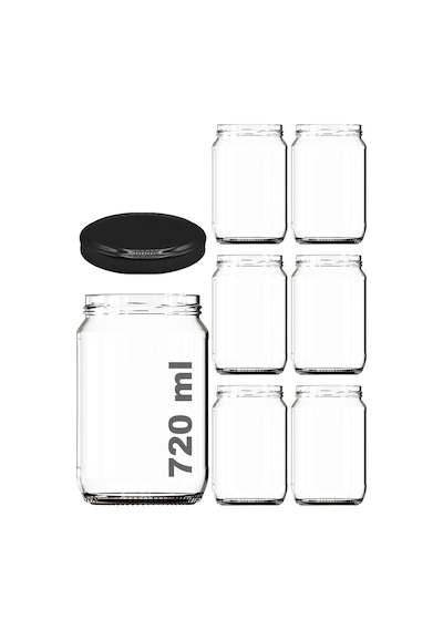 720 Ml Metal Kapaklı Bal Kavanozu 720 Cc Şeffaf Konserve Kavanoz 6 Adet 1 Kg Bal Alır Siyah Diğer