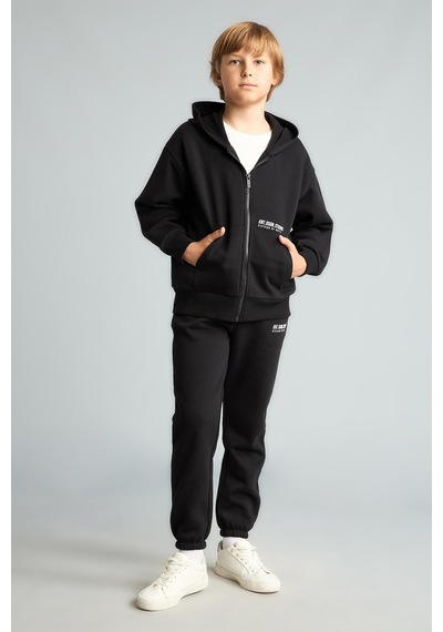 Defacto Baskılı Lastikli Paça Kalın Kumaş Jogger Eşofman Altı Erkek Çocuk H9685a826wnbk81 Siyah-bk81
