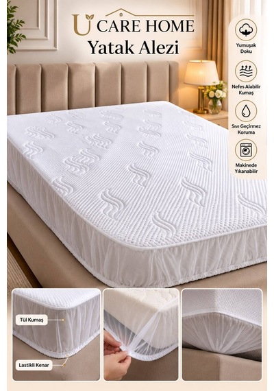 Su Geçirmez Kaymaz Kırışmaz Fitted Tül Lastikli Paketli Premium Yatak Alezi Beyaz - 943706069 Beyaz