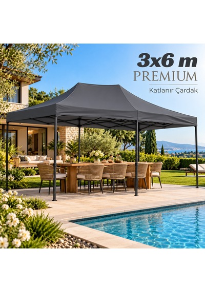 Missidea 3 6 Premium Makaslı Katlanır Antrasit Çardak