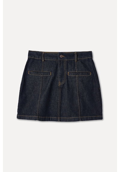 Mudo Kadın Kadın İndigo Dikiş Detaylı Mini Jean Etek 1264271