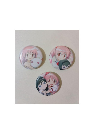 Madoka Magica Anime Buton Rozet 37mm 3 Adet, Tybnldch0kt0f3s215 Altın - Beyaz - Siyah
