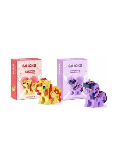 Brıcks Pony Figür Seti 2 Li Twilight Sparkle & Sunset Shimmer Yapı Blok Koleksiyonluk Hobi
