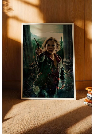 Hermione Granger Özel Tasarım Çerçeveli Tablo - Lüks Harry Potter Savaş Posteri Modern Duvar Dekoru Beyaz