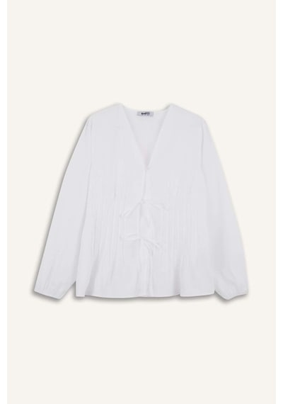 DeFacto Regular Fit V Yaka Poplin Uzun Kollu Tesettürt Bluz Tunik F2720AX25SMWT34 DeFacto Regular Fit V Yaka Poplin Uzun Kollu Tesettürt Bluz Tunik F2720AX25SMWT34
