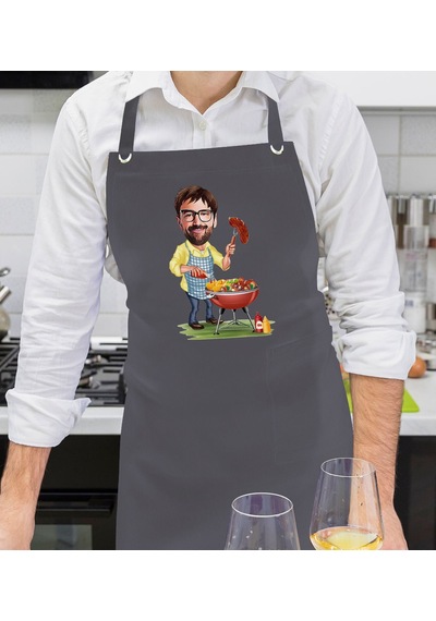 BK Gift Kişiye Özel Erkek Barbekü Karikatürlü Profesyonel Antrasi