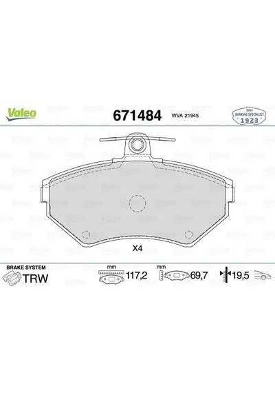 Audi A4 B5 On Fren Balatasi 1.6 1995-2001 Valeo 671484