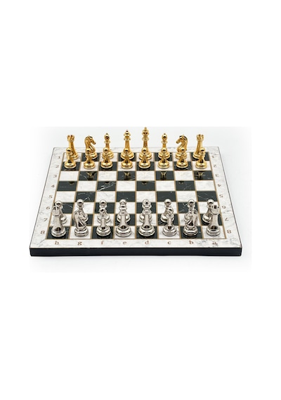 Ahşap - 352 - Satranç Takımı Metal Taşlı Merduz36s - 30cm, Altın-gümüş - Muratech - - Merduz30g