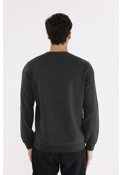 Rowinger Modal Karışımlı Yumuşak Dokulu Rahat Kalıp Esnek Kullanım Sunan Sweatshirt Haki
