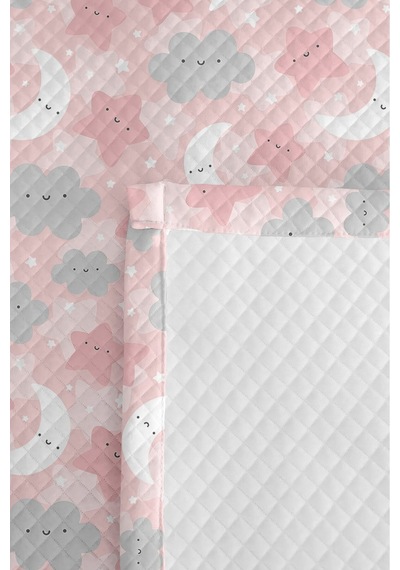 Evimde Bambaşka Pembe Bulut Ay Yıldız Kız Çocuk Pike Takımı-pastel Gri Sevimli Bebek Odası Yatak Örtüsü-160x220 CM Evimde Bambaşka Pembe Bulut Ay Yıldız Kız Çocuk Pike Takımı-pastel Gri Sevimli Bebek Odası Yatak Örtüsü-160x220 CM