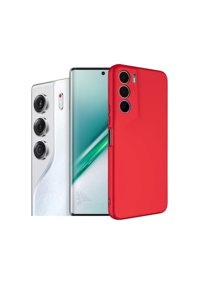 Tecno Camon 40 CM5 Uyumlu Silikon Kılıf - Kamera Korumalı Esnek Pastel Renk Kapak - Kırmızı
