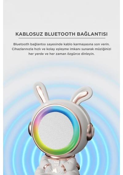 Özel Üretim Kıdmıc-05 Beyaz Tavşan Figürlü Speaker Taşınabilir Şarkı Mini