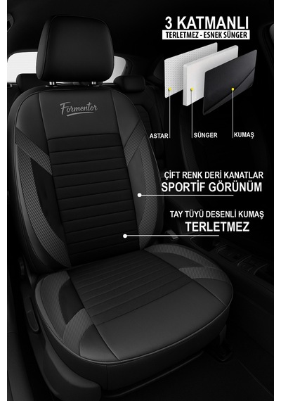 Formentor Tay Tüyü Üniversal Oto Koltuk Kılıfı - 5 Koltuk Tam Set Carbon